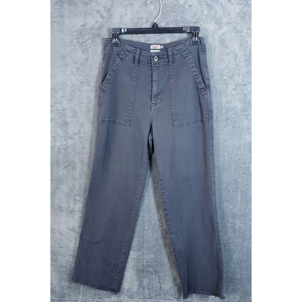 Faherty Womens Organic Stretch Ankle Pants  Size 26 X  27" Gray Straight Raw Hem